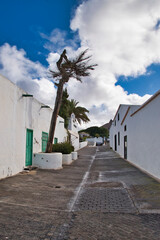 View of a typical old street in Teguise on Lanzarote Island