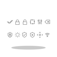 Simple icon set in trendy flat style. Basic interface symbol for your web site design, logo, app, UI Vector EPS 10. 