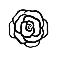 Simple vector hand drawn rose isolated on white background. Floral element design. Outline flower for web, greeting card, poster, clothes.