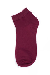 one cherry short sock on a white background, top view