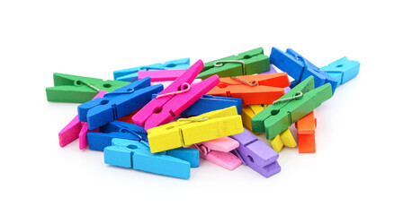 Group of colorful clothespins.