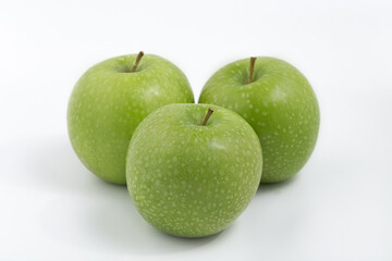Green apple on white background