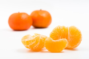 Tangerines on white background