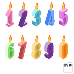 Usometric birthday candles. Vector set