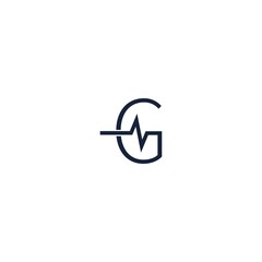 Letter G icon logo combined with pulse icon design