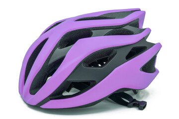 Pink bicycle helmet on a white background
