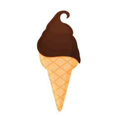 gelato of chocolate flavor in a cone