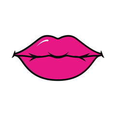 pink female mouth icon vector design