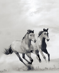 Obraz na płótnie Canvas horses in dust