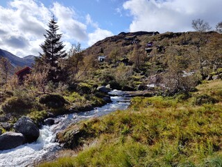 Fototapeta na wymiar mountain river in the mountains (Norway)