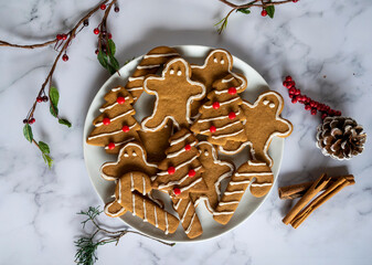 Plate of decorated gingerbread cookies