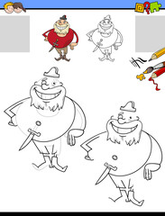 drawing and coloring task with pirate character
