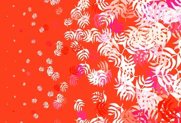 Fototapeta premium Light Pink, Red vector elegant background with leaves.