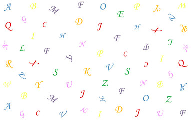 Colorful alphabet with isolated letters, modern color characters, learning wall art, educational print, classroom and playroom gallery wall decor,printable toddler preschool poster,vector illustration