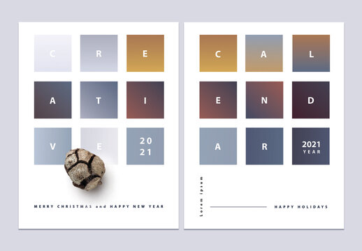 Minimal Christmas Calendar Cover Layout Set with Gradients