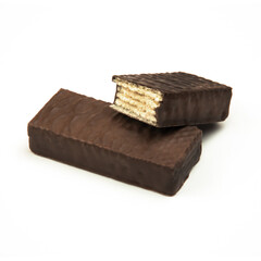Sweets food concept showcasing chocolate waffle bar on white isolated background