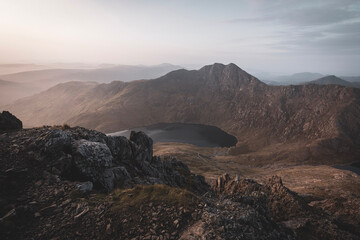 sunrise over the mountains - snowdonia national park