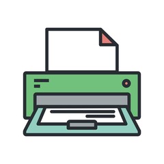 Office printer icon in flat design style.