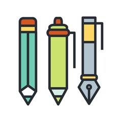 Writing tools icon. Stationery sign. Flat icon.