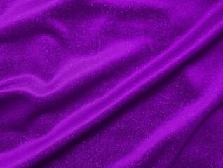 Fototapeta na wymiar Shiny purple crumpled fabric texture. Elegant wavy cloth background