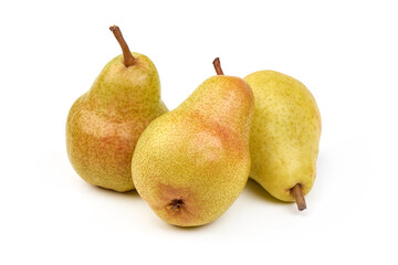 Fresh pears, close-up, isolated on white background