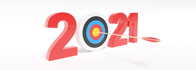Happy New Year Background. Target 2021. 3D illustration