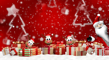 festive Christmas presents background 3d-illustration