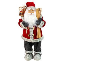 Close up view of cute Santa Clause figure on white background. Christmas holidays concept.