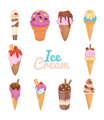collection of ice creams, colorful design
