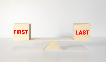 LAST versus FIRST directional signs, Choice concept image