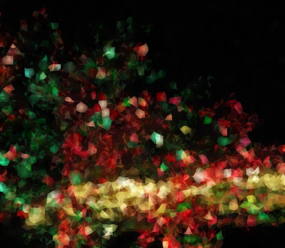 Red, Green and Gold Abstract Xmas Lights Background