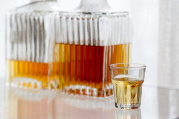 Alcoholic spirits and drinks concept background, with copy space