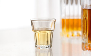 Alcoholic spirits and drinks concept background, with copy space