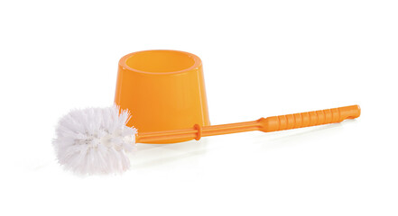Orange brush for cleaning the toilet