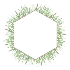 Greenery frame, green leaves and branches, watercolor design elements, hand drawn illustration