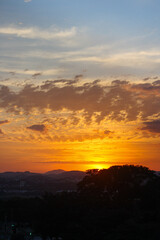 Beautiful orange and blue sky and the sunset