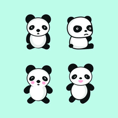 Vector illustration of Cute baby pandas collectio