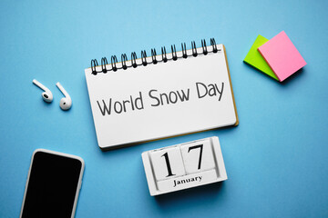 World Snow Day of winter month calendar january