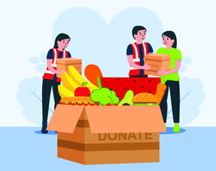 Food donation big box in flat design
