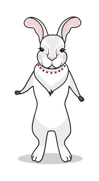 White hare. New Year character. Vector illustration