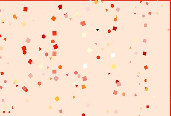 Light Red, Yellow vector template with crystals, circles, squares.