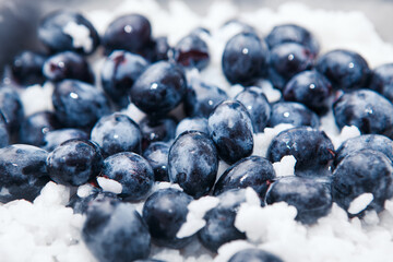 Breakfast with grapes and rice . Morning healthy eating 