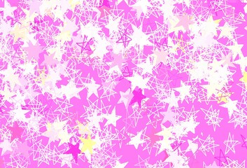 Fototapeta na wymiar Light Pink, Yellow vector background with colored stars.