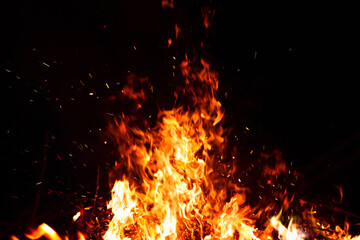 Fototapeta na wymiar fire flames on black background.