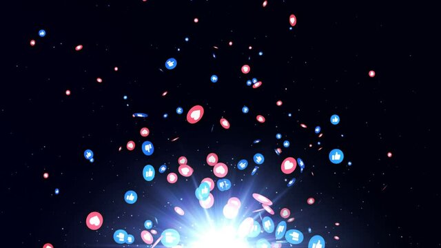 Social Media Emoji, Reactions Animation, Rendering, Background, Loop, 4k
