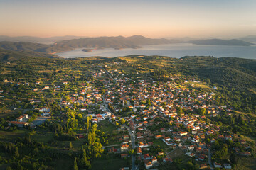 Argalasti village at sunset time, Magnisia, Central Greece