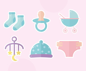 bundle of baby shower icons