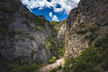 The old railway bridge of the Asopos river near village Iraklia at national park of Oiti in Central Greece