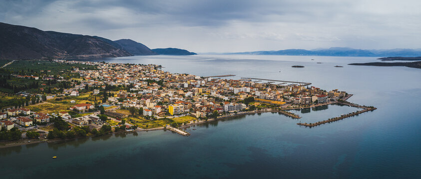 A view from above of the town of Itea (close to the ancient place of Delphi), central Greece