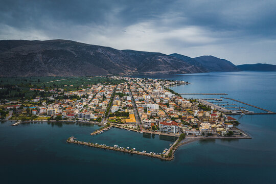 A view from above of the town of Itea (close to the ancient place of Delphi), central Greece